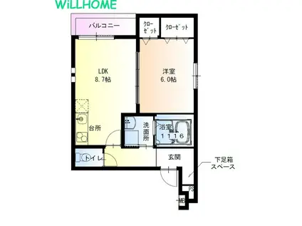 フジパレス市駅東ウエスト(1LDK/3階)の間取り写真