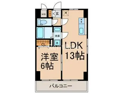 プリミエール平和(1LDK/5階)の間取り写真