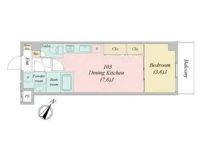 GRANDE東小岩(1DK/1階)の間取り写真