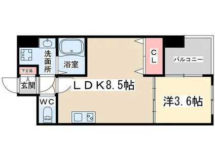 HS梅田イースト(1LDK/6階)の間取り写真