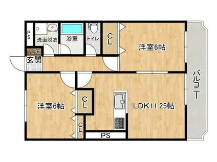 アーバンステージ(2LDK/2階)の間取り写真