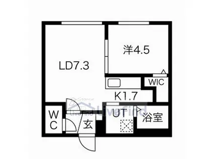 プレシェルト平岸(1LDK/4階)の間取り写真