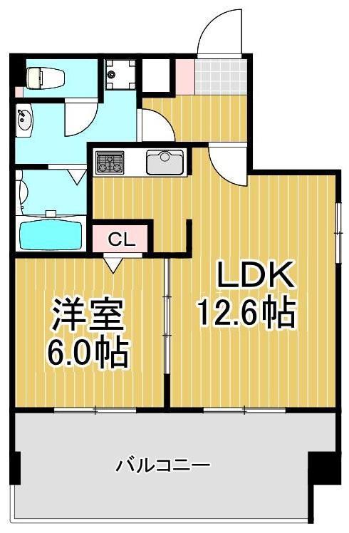 ペアパレス六町環七北通(1LDK/7階)の間取り写真