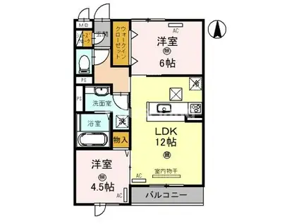 セジュール向陽(2LDK/1階)の間取り写真