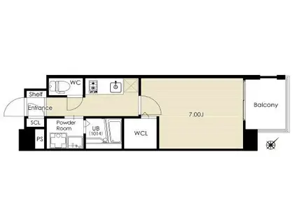 レブリアント清川II(1K/7階)の間取り写真