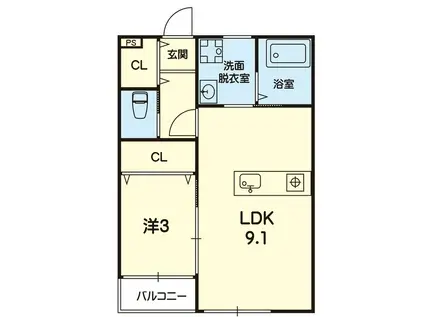 ステラ近見(1LDK/1階)の間取り写真