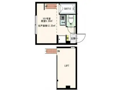 ひかりコーポEX(ワンルーム/1階)の間取り写真