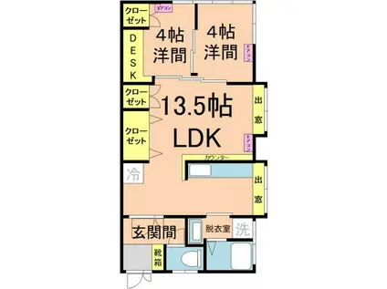 リナータ花園(2LDK/1階)の間取り写真