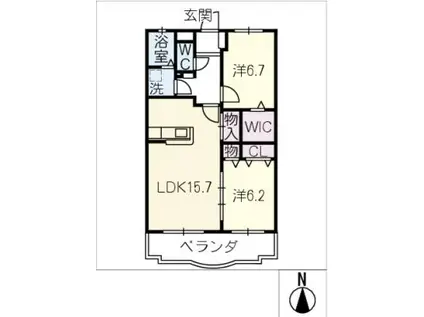 オリーブヴィラ(2LDK/3階)の間取り写真