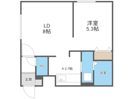 KOKOMO北13条(1LDK/4階)の間取り写真