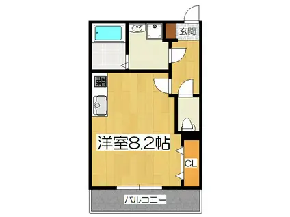 グランデコート大宅サウス(ワンルーム/2階)の間取り写真