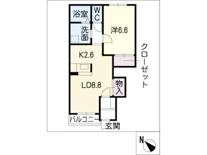 ラ・ハヌル(1LDK/1階)の間取り写真