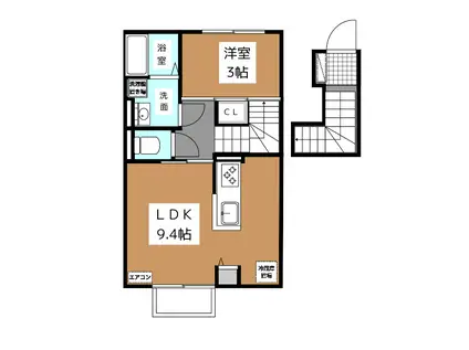 グランディス(1LDK/2階)の間取り写真