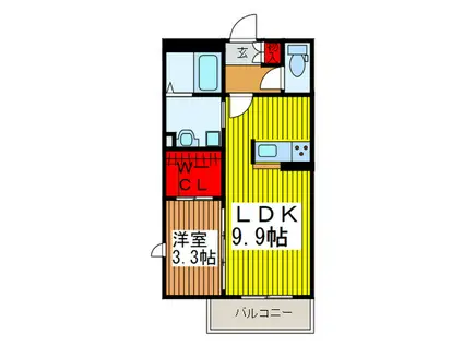 セントルーガ西青木(1LDK/2階)の間取り写真