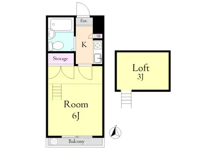 イルヴィアーレ南与野(1K/2階)の間取り写真