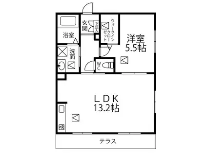 テラスもみじ橋(1LDK/1階)の間取り写真