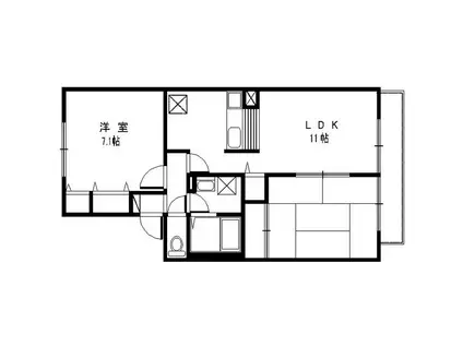 ジュネス武庫之荘IIIB棟(2LDK/2階)の間取り写真