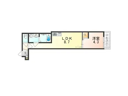エナメゾン東羽衣(1LDK/1階)の間取り写真