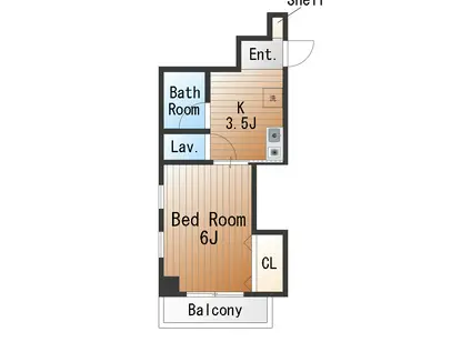ヒルズエクセル(1K/2階)の間取り写真