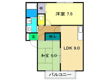 とさでん交通伊野線 曙町駅 徒歩14分 2階建 築25年(2LDK/2階)の間取り写真
