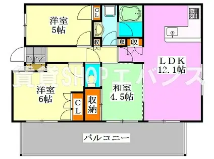 スカイグランデ船橋宮本(3LDK/3階)の間取り写真