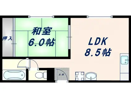 ダイワ高井田ビル(1LDK/3階)の間取り写真