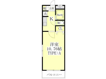 レジデンス南昭和A(1K/4階)の間取り写真