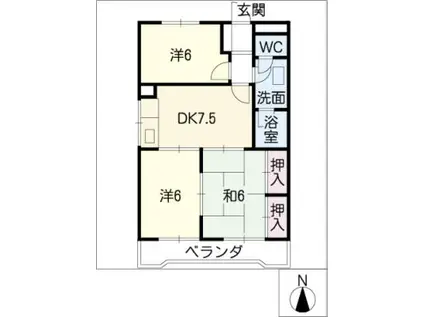 マンションパル(3DK/2階)の間取り写真