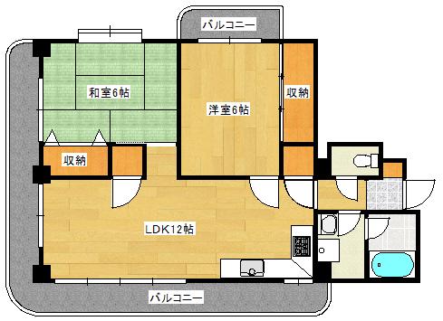 ハイツ光が丘(2LDK/3階)の間取り写真