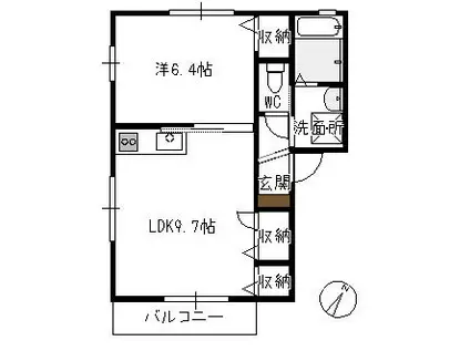フィナ・ビスタ(1LDK/1階)の間取り写真