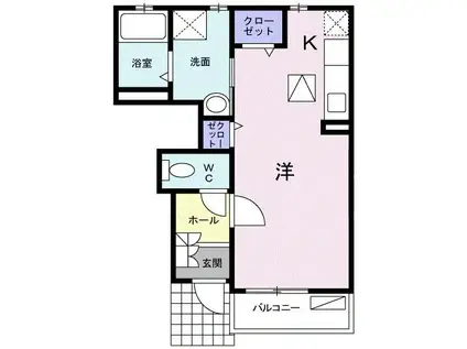 カーサ・エフィシエンシー(ワンルーム/1階)の間取り写真