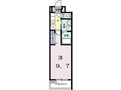 サンセリテ 橘(1K/2階)の間取り写真