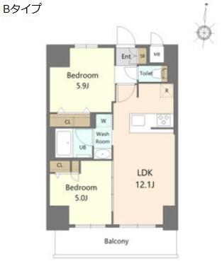 S-RESIDENCE高岳ARDENT(2LDK/2階)の間取り写真