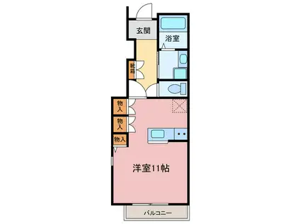 クラシア津乃峰(ワンルーム/1階)の間取り写真