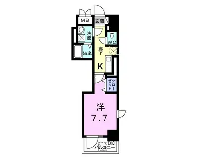 エアリー 二子(1K/6階)の間取り写真