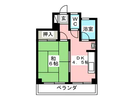 シャングリラ(1DK/4階)の間取り写真