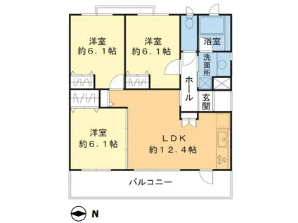KENZO HAUSYOKODAI(3LDK/2階)の間取り写真