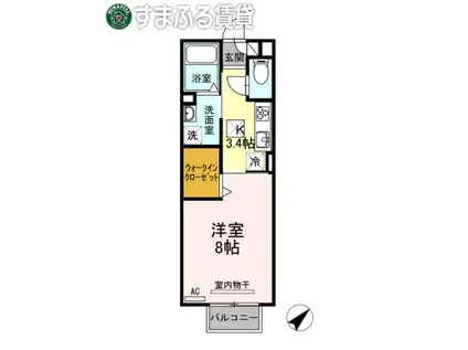 セジュール福地(1K/1階)の間取り写真