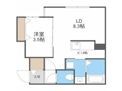 インフィニト麻生ステーション(1LDK/1階)の間取り写真