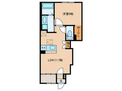 リバーサイド ゆう(1LDK/1階)の間取り写真