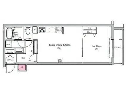 MIND HASUNE(1LDK/3階)の間取り写真