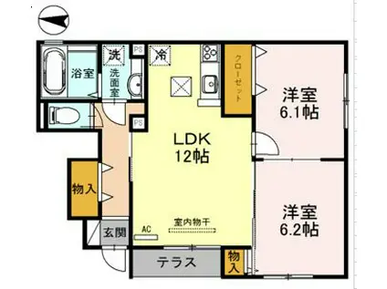 ラークヒルズ(2LDK/1階)の間取り写真