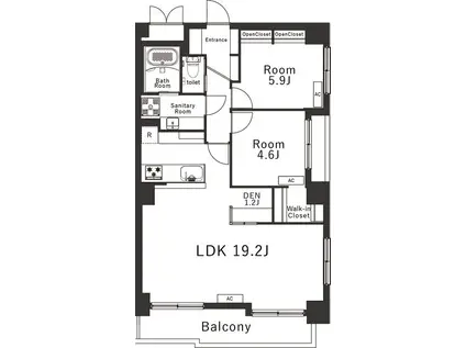 BELLEVIAGE MAENOCHO(2LDK/4階)の間取り写真