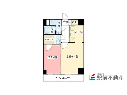 S-FORT佐賀天神(1LDK/2階)の間取り写真