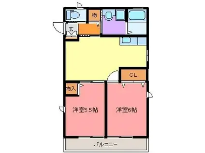 ハイムMI(2DK/2階)の間取り写真