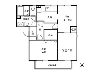 フレマリール塩澤A(3K/1階)の間取り写真