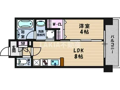 アーバネックス北堀江II(1LDK/14階)の間取り写真