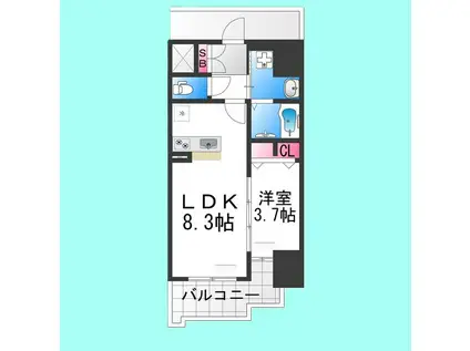 S-RESIDENCE堺BLAZE(1LDK/7階)の間取り写真