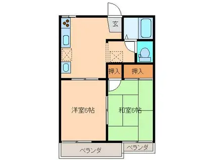 メゾン上荒川 NO.2(2DK/1階)の間取り写真