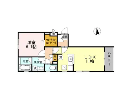 フェンネル浜田山(1LDK/1階)の間取り写真